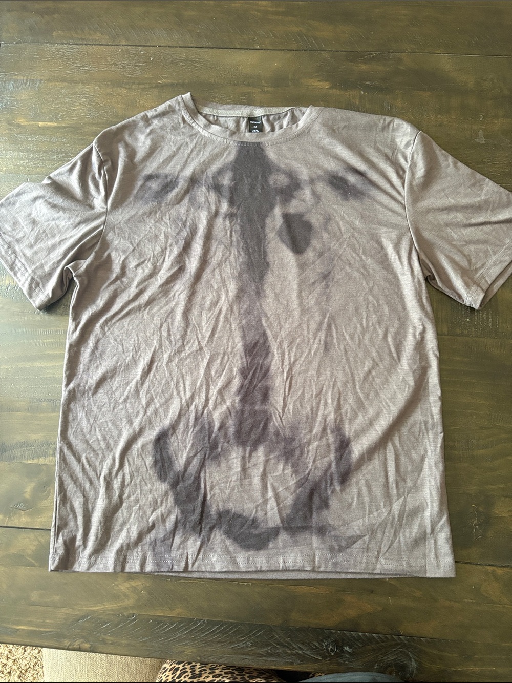 ROMWE Men's grey and black Short Sleeve Crew Neck Tee